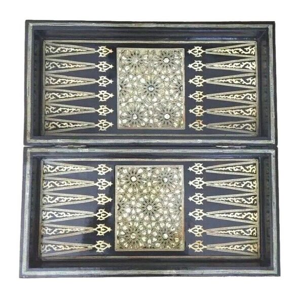 Vintage Judaica Persian Abalone Mother Of Pearl Inlayed Backgammon Chessboard - Picture 6 of 6
